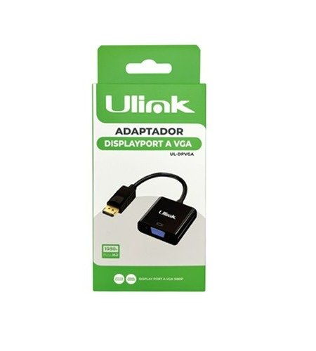  Adaptador de video Display Port Macho a VGA hembra color negro/ mod. UL-DPVGA